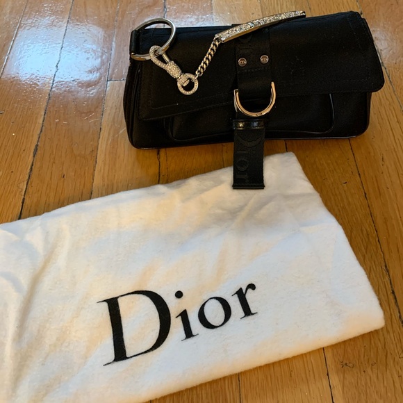 Dior black satin bag crystal embellished handle - Picture 2 of 15